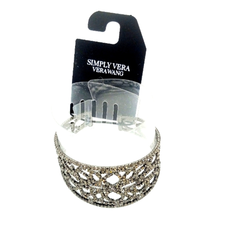 Vera Wang Gunmetal Gray Sparkle Cuff Bracelet